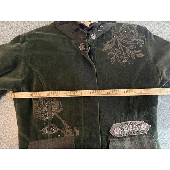 Mrs. Pepper Blazer Jacket Velour Coat Shabby Ranger Chic Hippie Pockets Small - Picture 14 of 16